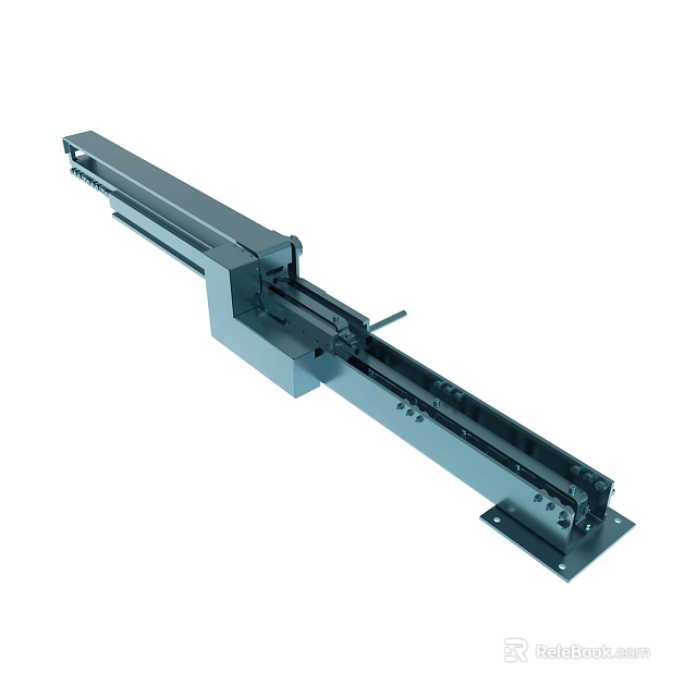 Industrial Metal Linear Slide Precision Mechanical Component With Mounting Bracket And Sliding Rail 3d model 
