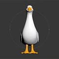 White Duck With Yellow Beak And Feet Standing On Dark Surface With Reflection 3d model