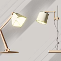 Two Modern Adjustable Table Lamps With Wooden Base And White Illuminated Shades