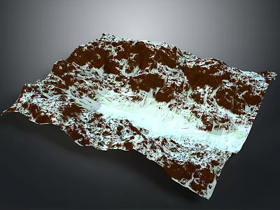 3D Terrain Model With Rugged Undulating Surface And Brown White Textured Details 3d model