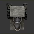 Metallic Sanitary Ware Toilet With Connected Metal Pipes And Modern Design