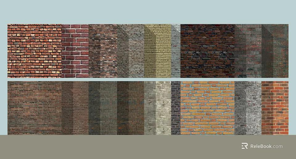 Various Textured Brick Walls In Different Colors For Interior Exterior Architectural Use 3d model 