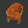 Modern Orange Upholstered Accent Chair With Curved Backrest And Armrests