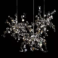 Modern Artistic Chandelier with Hanging Shiny Metallic Discs and Decorative Elements