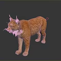 Orange Spotted Lynx With Tufted Ears And Short Tail In 3D Rendered