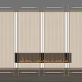 Modern Room Divider With Metal Frame Grid Design Accentuated By Fireplace Flames In Elegant Interior