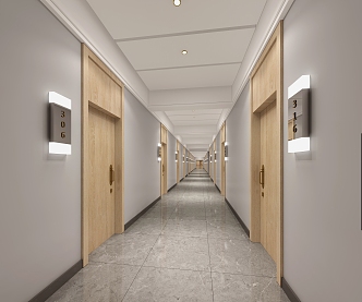 modern aisle hotel aisle apartment aisle 3d model