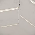 Modern Minimalist White Linear Chandeliers Suspended from Gray Ceiling with Thin Wires