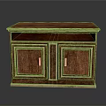 Classic Wooden Furniture Cabinet With Dark Brown Wood Grain Two Doors And Metal Handles