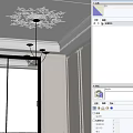 Modern Chandelier With Four White Globe Shades In Elegant Ornate Ceiling Interior