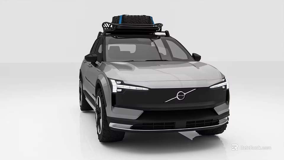 Modern Gray SUV With Roof Rack And Spare Tire 3d model 