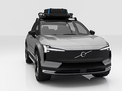 Modern Gray SUV With Roof Rack And Spare Tire 3d model