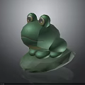 Cute Green Frog Plush Toy With Big Eyes On Stone Base