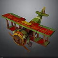 Vintage Colorful Wooden Biplane Model For Space Themed Kids Room Decor