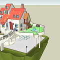 Charming Detached Villa With Red Roof White Exterior Balcony and Garden Area
