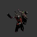 Game Movie Character with Antler Like Headgear Green Glowing Strips and Muscle Texture Body
