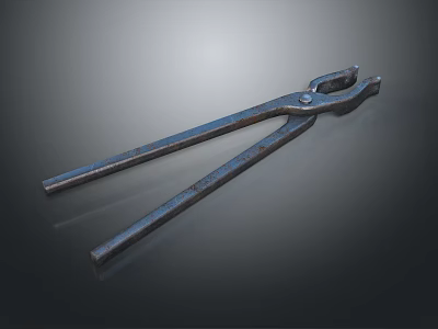 Vintage Metal Pliers Tool with Long Handles Grip Design on Dark Surface 3d model