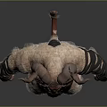 Fantasy Horned Animal With Fur And Arm Tattoos Standing Humanoid Figure