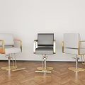 Beauty Salon Hair Styling Chairs with Modern Design Gray Black Seats and Gold Metal Frames