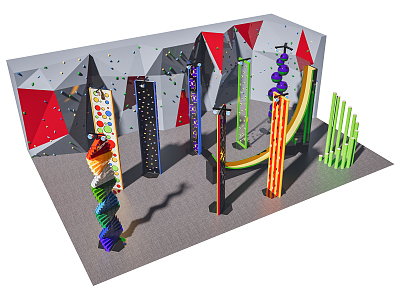 Modern amusement facilities Climbing wall Fitness equipment combination 3d model