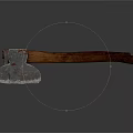 Traditional Axes as Weapons with Metal Heads and Wooden Handles on White Background