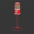 Gumball Machine With Transparent Top Colorful Candies Red Body And Black Stand