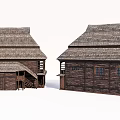 Traditional Rural Self-built House With Wooden Structure And Tile Roof Exterior