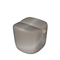 Soft Beige Fabric Padded Square Stools With Small Yellow Side Tag 3d model