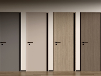 Modern Single Door Bedroom Door Wooden Door 3d model