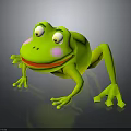Cute Green Cartoon Frog 3D Character Model With Big Eyes Pink Cheeks And Smile