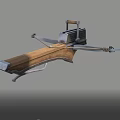 Medieval Crossbow Weapon With Wooden Bow Arm And Metal Carved Details