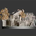 Cozy Detached Villa with Autumn Orange Trees Stone Steps Chimneys and Outdoor Seating