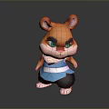 Cute Cartoon Hamster Character With Orange Fur Red Spots Blue Vest Black Pants