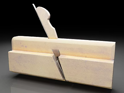 Traditional Woodworking Hand Plane Tool With Wooden Body And Metal Blade 3d model