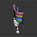Purple Sleeved Hand Holding Rainbow Flag On Electronic Appliance With Star And Ball