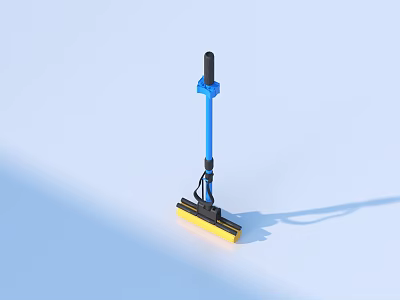 Practical Blue Household Mop With Yellow Head And Black Handle For Daily Cleaning 3d model