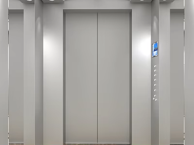 Modern Elevator Interior With Stainless Steel Doors Control Panel Buttons And Display Screen 3d model