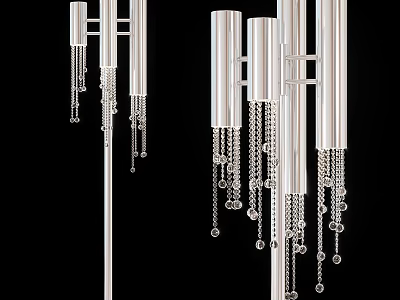 Modern Metallic Floor Lamp With Hanging Chain Decorations And Elegant Design 3d model