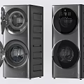 Modern Stacked Double Drum Washing Machine With Digital Control Panel And Open Door 3d model