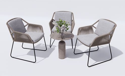 Modern Outdoor Table and Chair Outdoor Leisure Chair Woven Leisure Chair Dining Chair 3d model