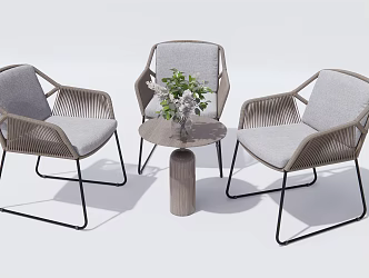Modern Outdoor Table and Chair Outdoor Leisure Chair Woven Leisure Chair Dining Chair 3d model
