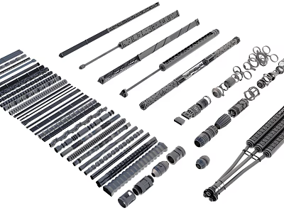 Industrial Equipment Mechanical Parts Various Types Including Drills Screws Shafts And Components 3d model