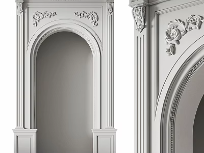 Classical Roman Columns Featuring Intricate Carvings And Ornate Arched Design Elements 3d model