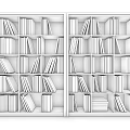 White Double Bookshelf Filled with Various Books on Multiple Shelves
