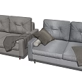 Modern Cozy Two-Seater Sofa with Soft Upholstery Decorative Pillows and Throw Blanket