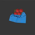Blue Cloth Covering Red Buckets With White Labels On Dark Background