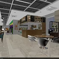 Modern Restaurant Interior Design With Chandelier Dining Tables And Decorative Tree 3d model