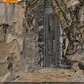 Rock Enclosed Metal Door With Industrial Mechanical Frames And Rustic Details