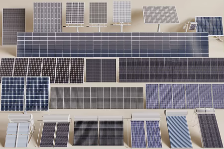 Solar panels, solar photovoltaic panels, power panels, solar water heaters 3d model