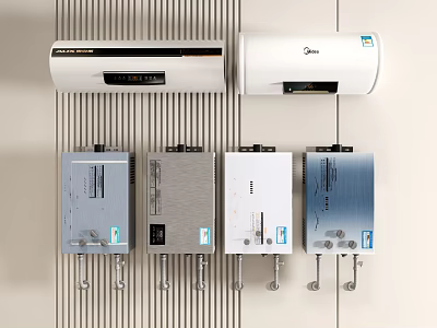 Water Heaters As Daily Use Appliances With Modern Design Various Styles And Different Colors 3d model